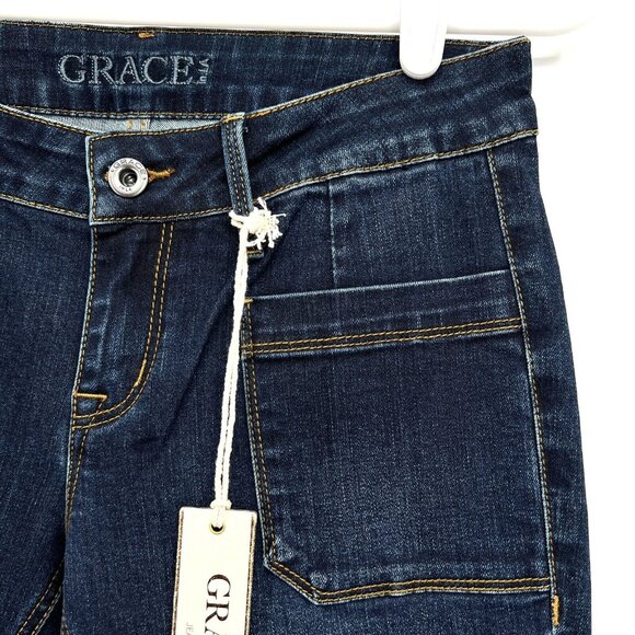 NWT GRACE Jeans Women's Frayed Hem Patch Pockets Denim Capris Size 26 (28x23) - Picture 6 of 12